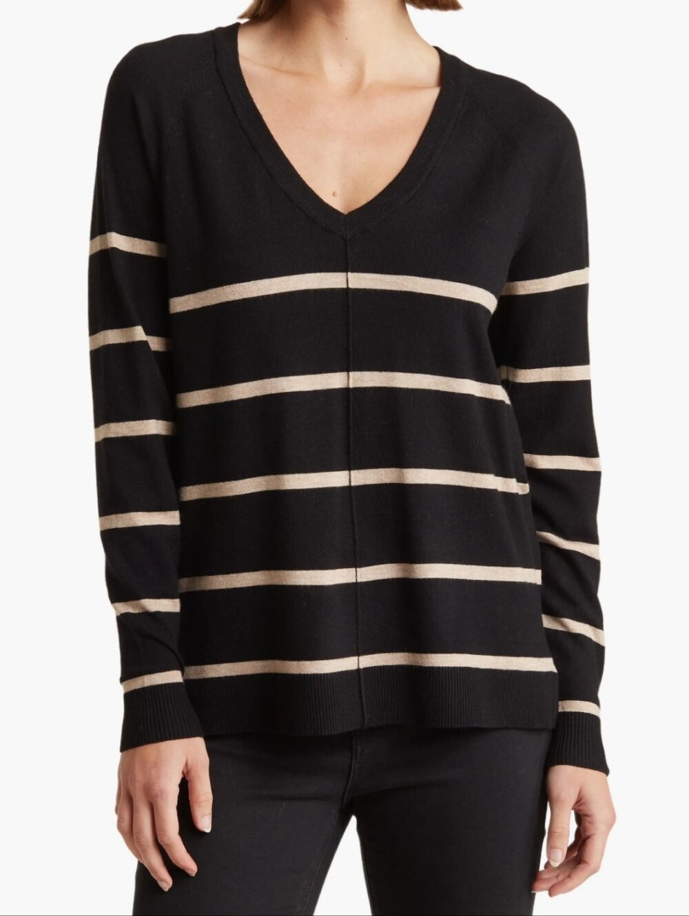Bobeau Women's StripeV-Neck Sweater. Size XS. NWT.